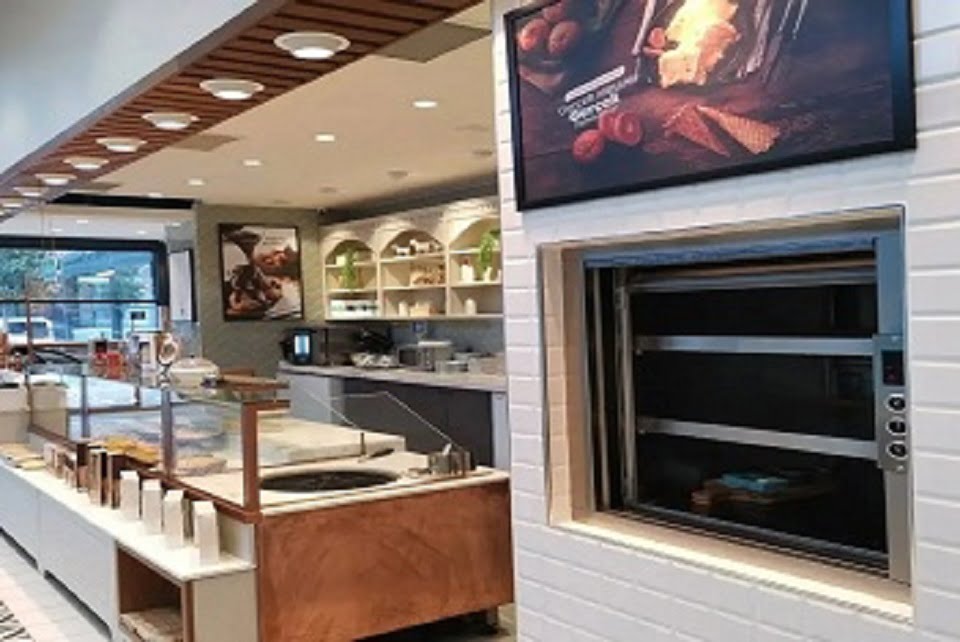 cafeler için servis asansörü, giyotin kapılı